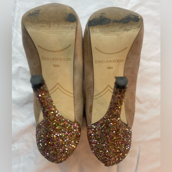 Suede booties with glitter heel - Picture 2 of 9